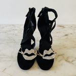 2019 GIAMBATTISTA VALLI x H&M Suede Black Crystal Lips Sandals Heels Photo 2