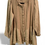 Gimmicks by BKE Gimmicks Taupe Oversized Button Down Flowy Long Sleeve Blouse- Size Small Photo 0