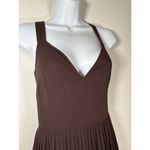 Vince  Chestnut Brown Pleated V-Neck Culottes Jumpsuit Wide Leg Romper Size 2 Photo 2