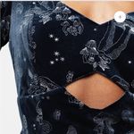 Disturbia Faefire Foil Print Velour Cut Out Mini Dress Dusky Blue Mushroom Print Size 4 Photo 9