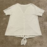 FatFace White Eyelet Lace Tie-Front Top | Size 4 Photo 3