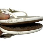 Tory Burch Metallic Gold Cream Fringe Miller Logo Sandals Flip Flops Size 8 Photo 5