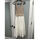 Elan Women's Dress Knit Tank Top White Tiered Maxi Dress Size M Medium Photo 2