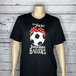 Bella Canvas  NWT Size XL Mom Busy Raising Ballers Soccer Ball T-Shirt Knit Top Photo 1