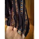 Sundance Sheer black all over embroidered blouse with tassle tie S Bohemian Boho Photo 5