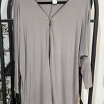 Venus  Long Sleeve Top in Elegant Gray plus size 1x with zipper design Photo 0