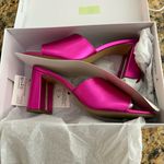 The Drop Women's Pattie High Block Heeled Mule Sandal Hot Pink Metallic Size 10 Photo 2