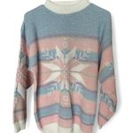 vintage 90s 1990s 80s 1980s retro Christmas holiday Pink blue sweater large Photo 1