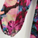 Gianni Bini Floral Dress Lined Balloon Sleeves Flirty Tie Front Keyhole medium Photo 3