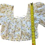 ZARA  Crop Top Floral Print Balloon Sleeve White Yellow Womens Size Small Photo 12