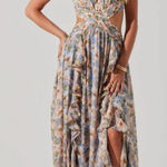 ASTR NEW Noya Floral Ruffle Maxi Slit Dress Size Medium Revolve Photo 0
