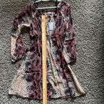 Three Eighty Two Sheer Flowy Snake Skin Print Dress with long sleeves Brown Size M Photo 5
