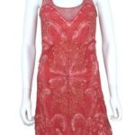 Free People  Pink Mesh Beaded Boho Butterfly V Neck Mini Dress Size Small Photo 0