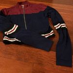 LF  Seek Label | Blue Burgundy Crop Sweater Striped XS Photo 2