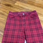 American Eagle  Red Black Plaid Hi Rise Jegging Pants Jeans Women's Size 4 Short Photo 1