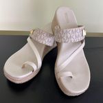 Michael Michael Kors Women's Jilly Mid Wedge Logo Wedge Thong Sandals Tan Size 10 Photo 0