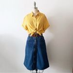Vintage Halston III Blue Button Front Jean Denim Skirt Size 4 Best for XS or XXS Photo 3