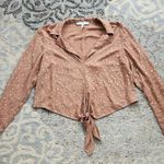 BCBGeneration Metallic Star Tie Front Blouse Dusty Pink Large Photo 2