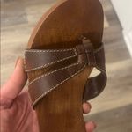 MIA  Vintage Y2K Cross Strap Leather Wooden Heeled Sandals Made in Brazil Sz 7 Photo 1