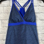 L. L. Bean Womens Blue Line Dot Tankini Top Racerback UPF 50 Size 10 Photo 0