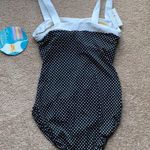 Swim Solution one pierce polka dot swim suit Black Size 16 Photo 4