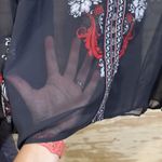 Chico's Bedazzled Floral Tunic Top Dark Romantic Sheer Size 2 Medium 12/14 Photo 4