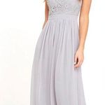 Lulus So Far Gown Lacey grey Maxi dress Photo 8