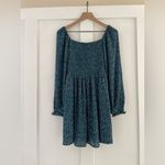 Bohme Leopard Animal Print Puff Sleeve Smocked Sweetheart Mini Dress Size M Photo 2