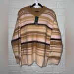 Wild Fable NWT  Fable Fuzzy Oversized Pullover Sweater- Stripe/Brown/Pin M ✨ Photo 2