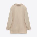 ZARA NEW Women's Size Beige One-Buttoned Long Sleeve Oversized Blazer Jacket Tan Photo 7