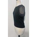 Madewell  Striped Sheer Puff Sleeve Knit T-Shirt Crewneck Short Sleeve Black XS‎ Photo 8