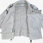Marrakech Pearl Gray Cotton Jacket Asymmetrical Button Utility Coat Size Large Photo 7
