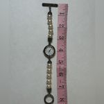 VINTAGE JUDITH JACK MARCASITE PEARL Toggle Bracelet WATCH Black Photo 3
