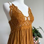 Free People Women's Small One Adela Lace Flowy Slip Dress Gold Boho Retro Photo 1