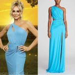 Halston Heritage Halston Ivanna Gathered Asymmetric Cut-Out Gown, Aqua/Blue Size 4 New w/Tag Photo 7