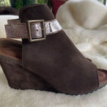 Diba True  Neon Night Footbed Wedge Sandals Brown Genuine Suede Size 7.5 Photo 0
