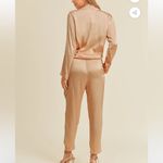 Mable Satin Alinia Front Tied Long Sleeves Blush Pink Jumpsuit Women’s Sz S Photo 1
