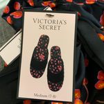 Victoria's Secret Black Red Cherry Satin Slippers Medium Photo 9