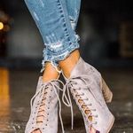 These Three Boutique Grey Lace Up Booties Photo 0