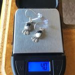 Natural White Buffalo Sterling Silver Feather Earrings Black Photo 6