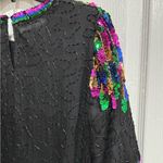 Vintage Jewel Queen Black Beads and Sequins, 100% Pure Silk, A6 Size XL Photo 6