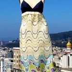 Anthropologie  Mermaid Silk Ocean Maxi Dress Summer A-Line Adjustable Strap XL Photo 1