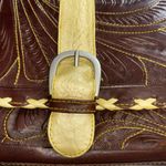 BROWN AND YELLOW LEATHER HAND BAG DETAILS ARE UNIQUE AND CHIC MADE IN PARAGUAY Photo 3