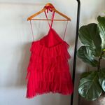 Alexis ✨SALE  Raina Tiered Tulle Halter Mini Dress Cherry Red Size M NWT Photo 9