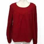 Universal Threads NWOT Crimson Red Pintucked Peasant Blouse Top New Photo 0