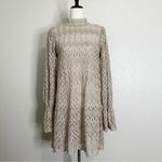 Free People  Simone Crochet Lace Neutral Combo Bell Sleeves Dress, Sz Small Photo 2
