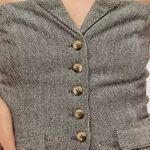 Free People  Jamie Sleeveless Herringbone Vest NWT Gray Twill Top Women's Large Photo 2