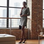 Max Studio  extra small black & ivory chevron mini dress 3/4 sleeves boatneck Photo 1