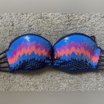 Xhilaration  strapless with add on strap black with sparkles bikini swimsuit top Photo 2