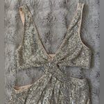 For Love & Lemons CANDICE MAXI DRESS silver size small Photo 2
